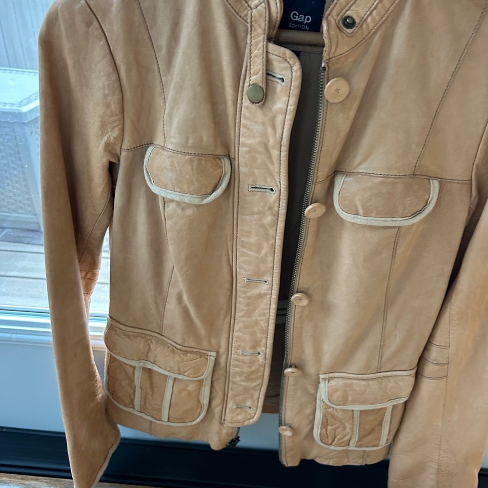 GAP Tan Leather Jacket Classic Style